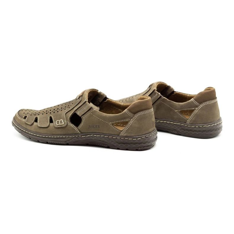 Joker Scarpe estive da uomo in pelle, slip-on 500J oliva verde 4