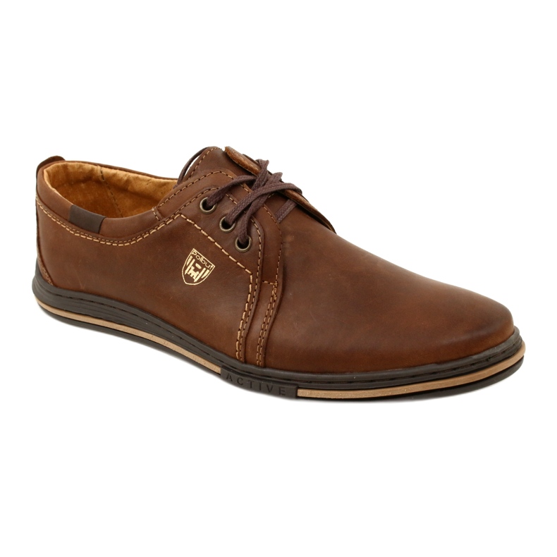 Polbut Scarpe da uomo in pelle 343 DK.Camel marrone 1