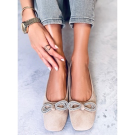 Ballerine Serna in camoscio con fiocco kaki beige 1