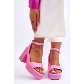 Sandali alla moda su tacco massiccio Karmine rosa 1