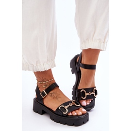 Emori Sandali da donna in pelle con decorazioni in pelle Emori nero 2