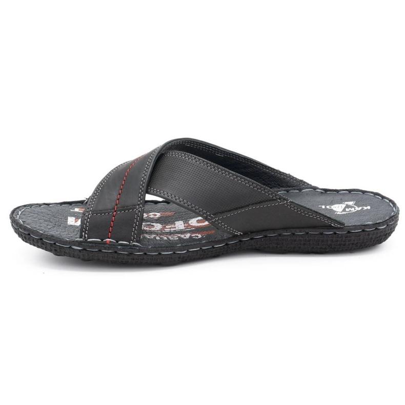 Kampol Pantofole da uomo in pelle 200 / P / 3 nere nero 1