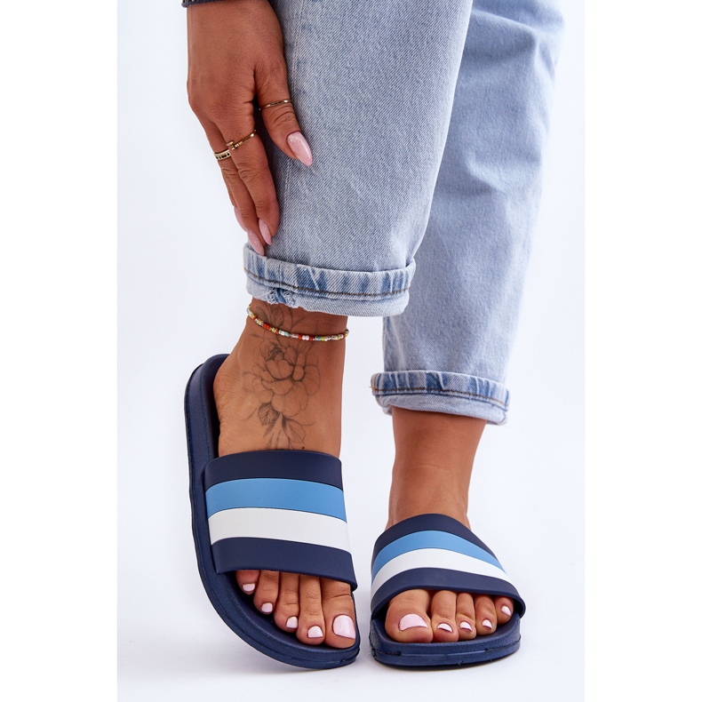 Pantofole a Righe da Donna Blu Navy Vision 2