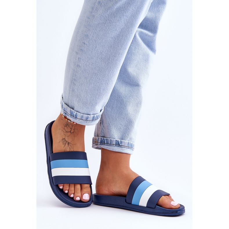 Pantofole a Righe da Donna Blu Navy Vision 1