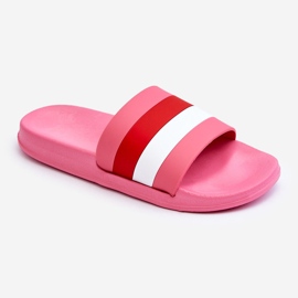 Pantofole a righe Vision rosa scuro da donna 1