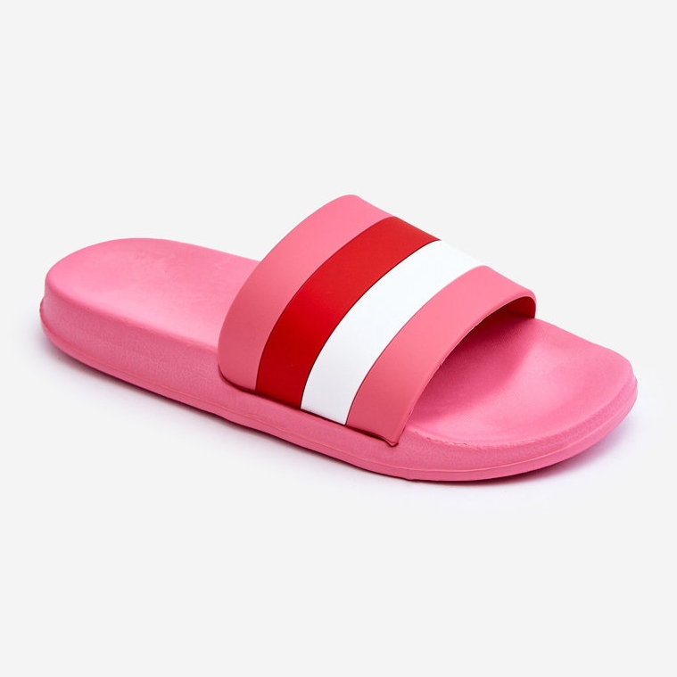 Pantofole a righe Vision rosa scuro da donna 1