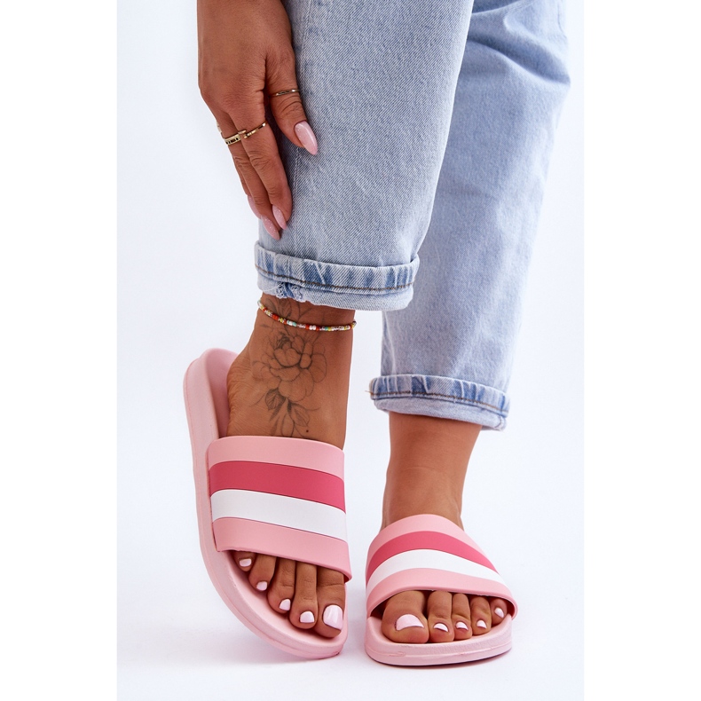 Pantofole a righe rosa Vision da donna 1