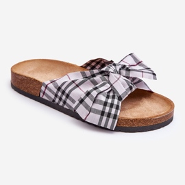 Ciabatte Donna Con Fiocco Sulla Piattaforma Grigio Vero 1