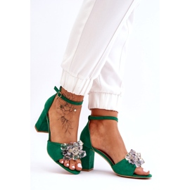 Seastar Eleganti sandali con cristalli sui tacchi Cameron Green verde 6