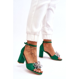 Seastar Eleganti sandali con cristalli sui tacchi Cameron Green verde 2