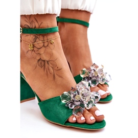 Seastar Eleganti sandali con cristalli sui tacchi Cameron Green verde 3