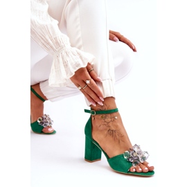 Seastar Eleganti sandali con cristalli sui tacchi Cameron Green verde 5