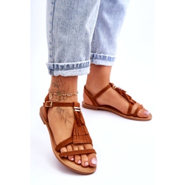 Sandalo Donna Piatto Camoscio Boho Marrone Lucami 2