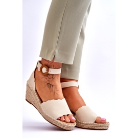 Evento Sandali Con Zeppa In Pelle Scarpa Comfort Beige Verola 7