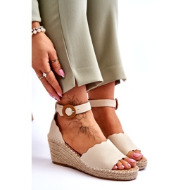 Evento Sandali Con Zeppa In Pelle Scarpa Comfort Beige Verola 6