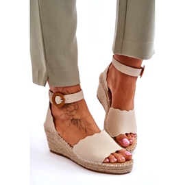 Evento Sandali Con Zeppa In Pelle Scarpa Comfort Beige Verola 3