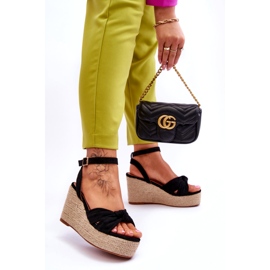 Sandali con zeppa da donna neri Kendall nero 2