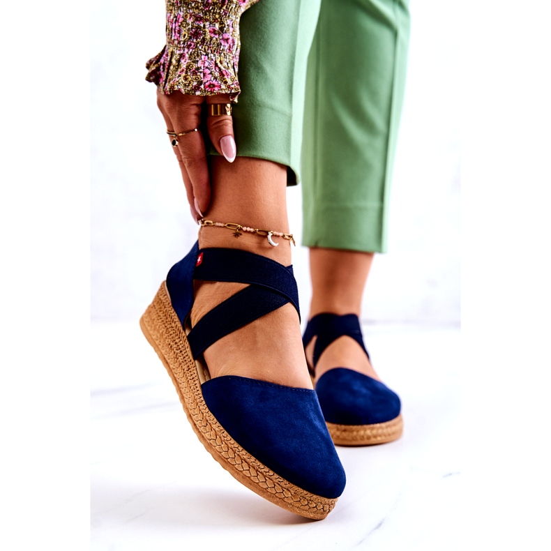 Espadrillas da donna in camoscio Big Star JJ276037 Blu Navy 4