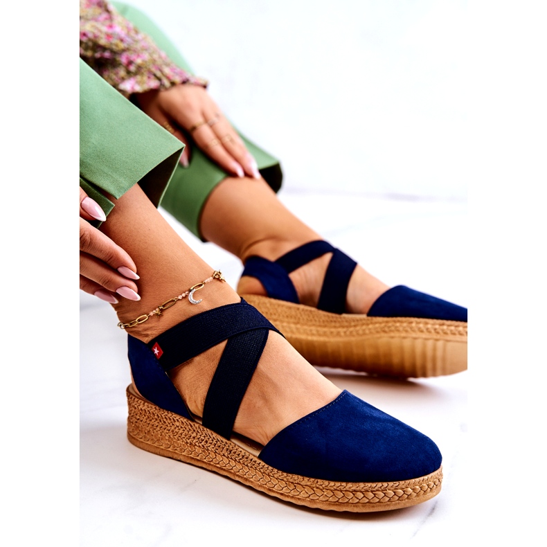 Espadrillas da donna in camoscio Big Star JJ276037 Blu Navy 5