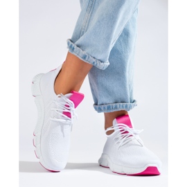 Sneakers Shelovet bianche con inserto fucsia bianco 2
