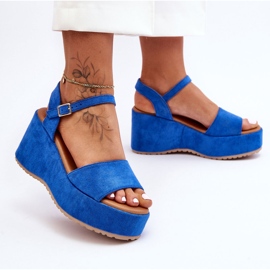 Sandali Con Zeppa In Pelle Scamosciata Da Donna Blu Lydia 2