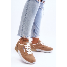 PM1 Scarpe sportive Merida in pelle beige con plateau e lacci 1