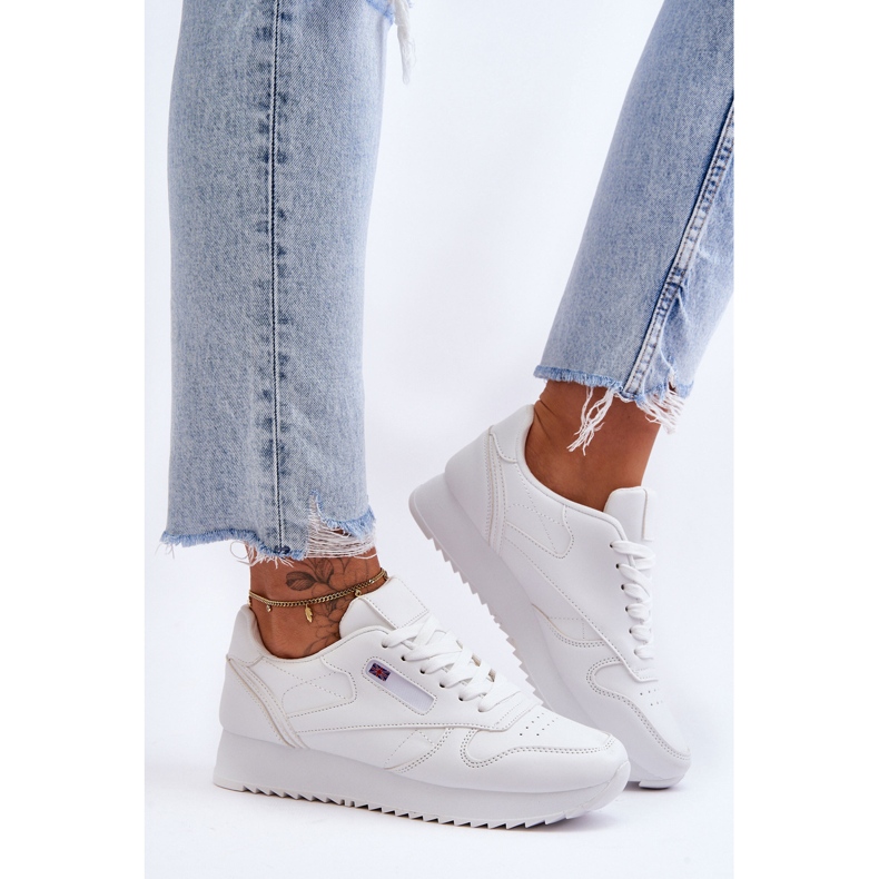 PM1 Scarpe sportive con plateau in pelle Merida bianca 1