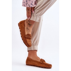 PG1 Mocassini in camoscio da donna Clorie color cammello marrone 2