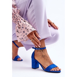 Sandali con tacco alto in camoscio blu Madame 1