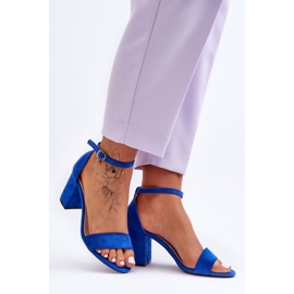 Sandali con tacco alto in camoscio blu Madame 2