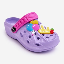 WJ1 Ciabatte crocs leggere in schiuma per bambini Dolci viola 1