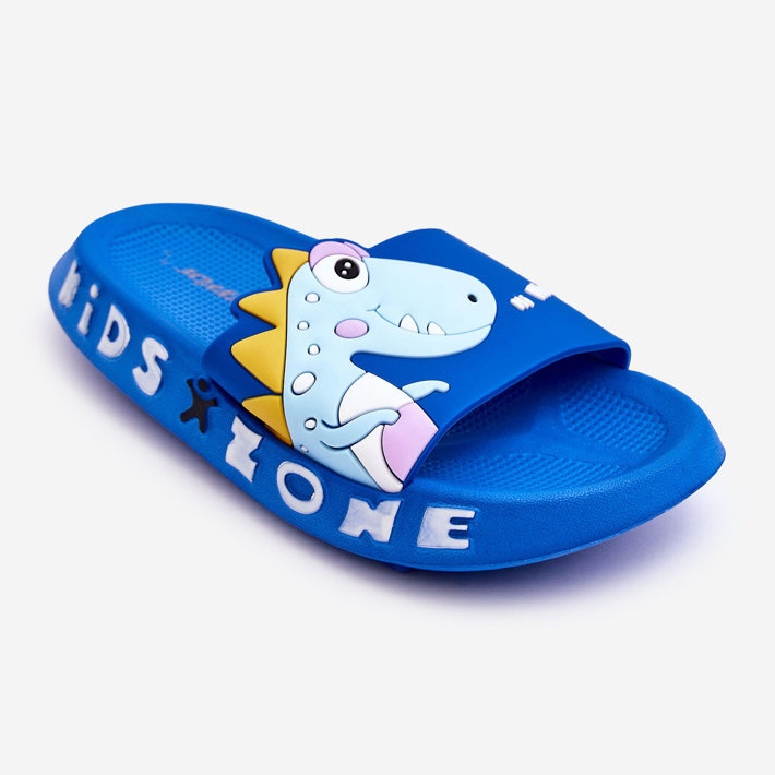 WJ1 Pantofole in gommapiuma per bambini Dinosaur Blue Dario 1