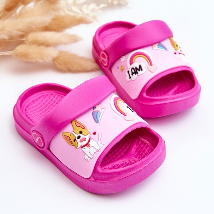 WJ1 Sandali Infradito Bambini Leggeri Con Motivo Cane Fucsia Rico rosa 2