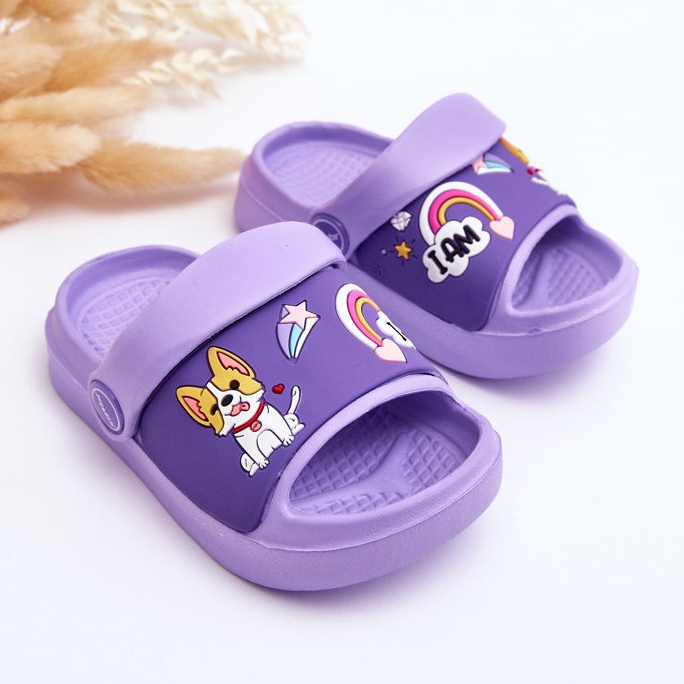 WJ1 Sandali Infradito Leggeri Per Bambini Con Motivo Cane Viola Rico 2