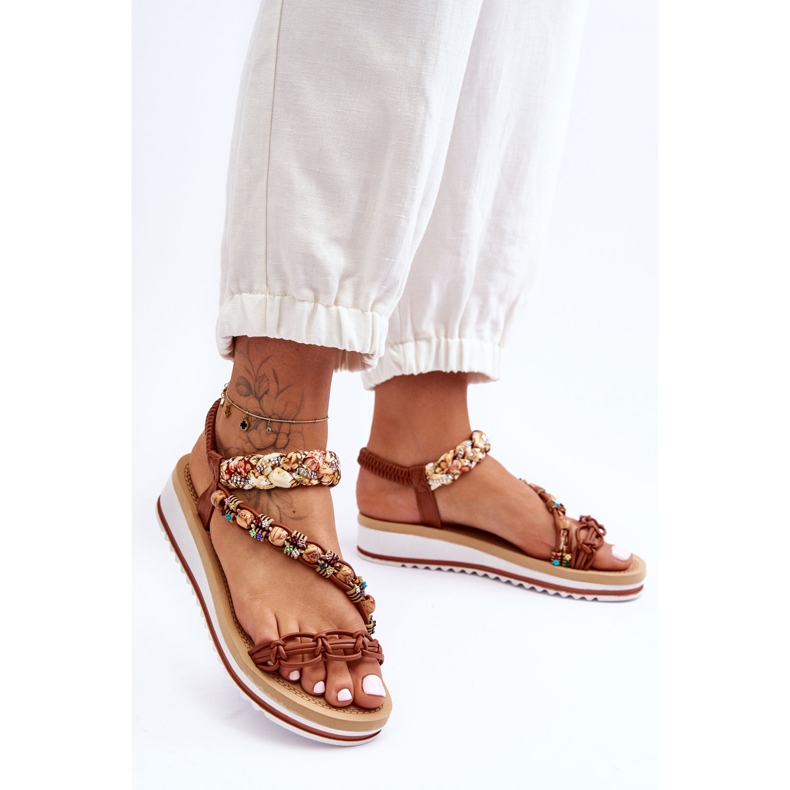 Comodi sandali con zeppa da donna marroni Jodie marrone 2