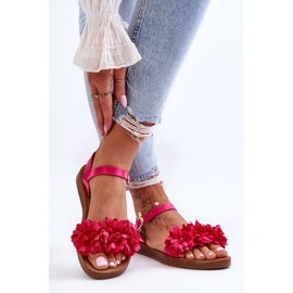 Sandali Donna Con Fiori In Tessuto Fiori Fucsia rosa 2