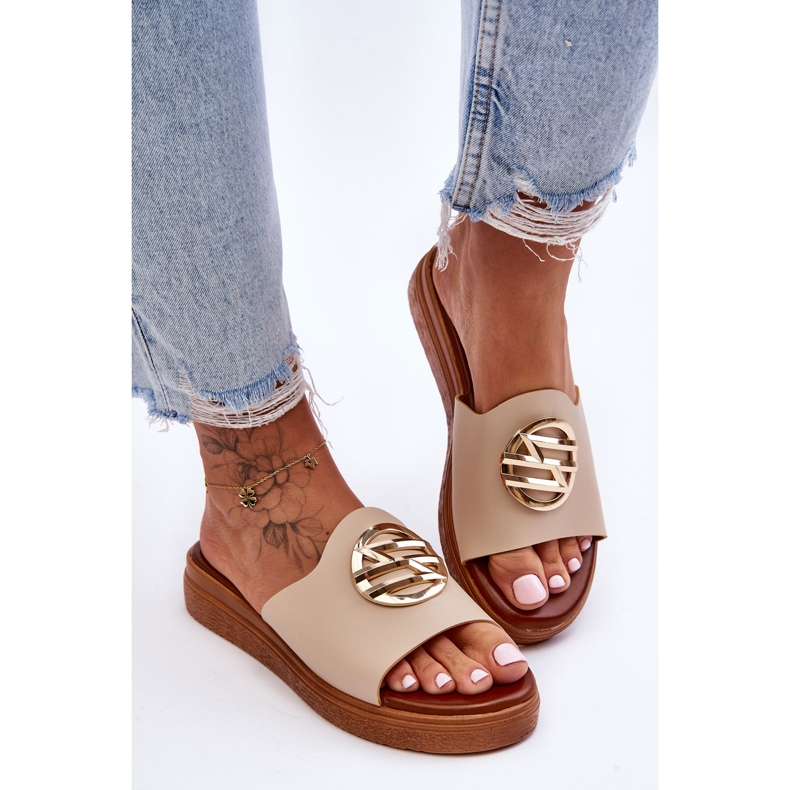 Pantofole Donna Beige Secrets Con Decorazione 1