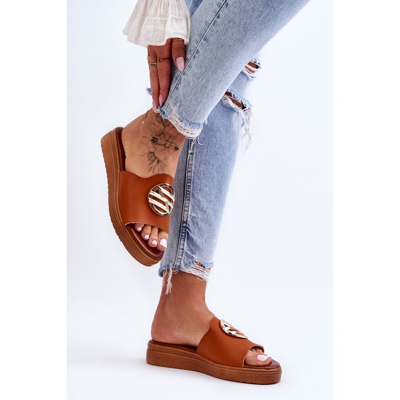 Pantofole impreziosite da donna Camel Secrets marrone 2