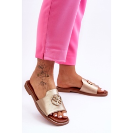 Sandali da donna classici con tacco piatto Golden Larotte d'oro 1