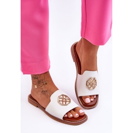 Ciabatte da donna classiche con tacco piatto bianche Larotte bianco 1