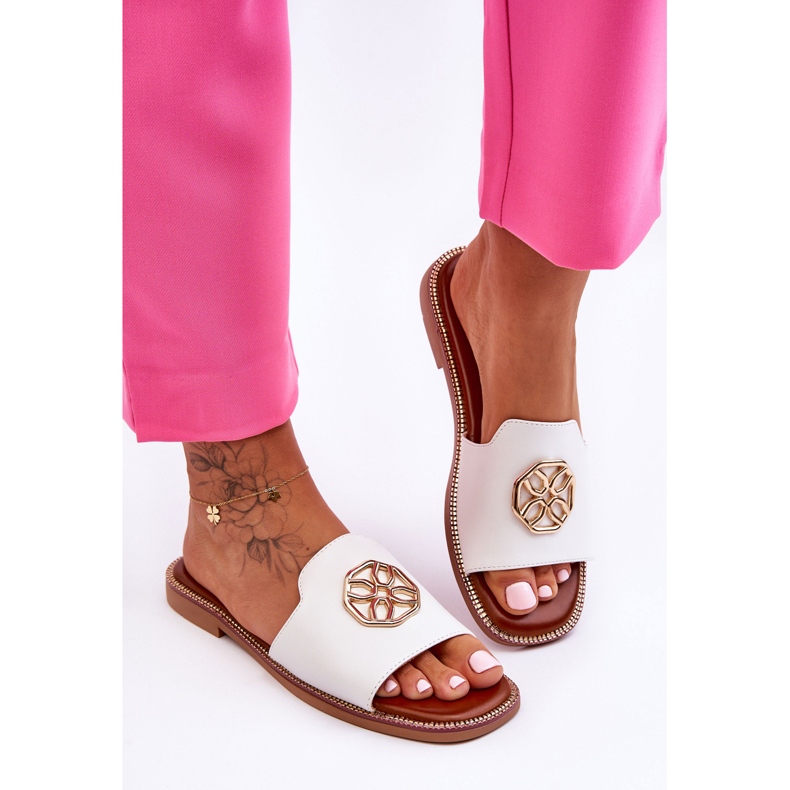 Ciabatte da donna classiche con tacco piatto bianche Larotte bianca 1