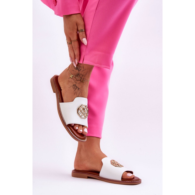 Ciabatte da donna classiche con tacco piatto bianche Larotte bianca 2