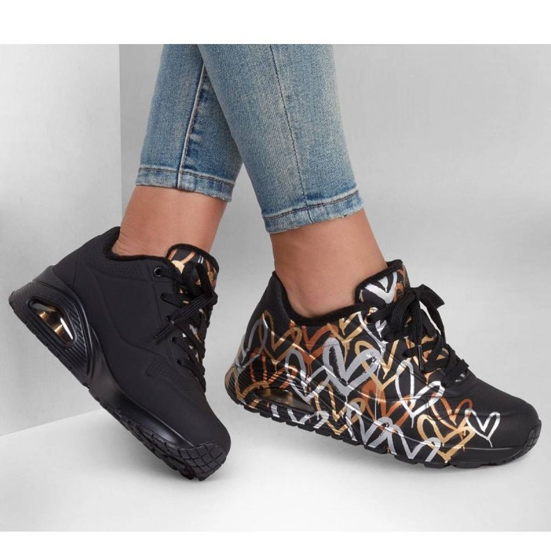 Scarpe Skechers Uno Metallic Love W 155523/BKGD nero 1