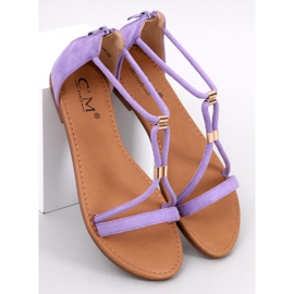 Sandalo da donna in camoscio viola Leehom 1