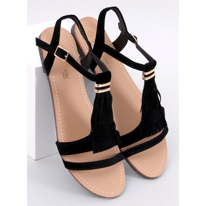 Corbin Sandali neri con frange nero 1