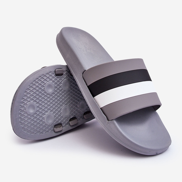 WJ1 Pantofole a righe da uomo Grey Vision grigio 2
