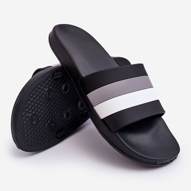 WJ1 Ciabatte da uomo a righe Black Vision nero 2