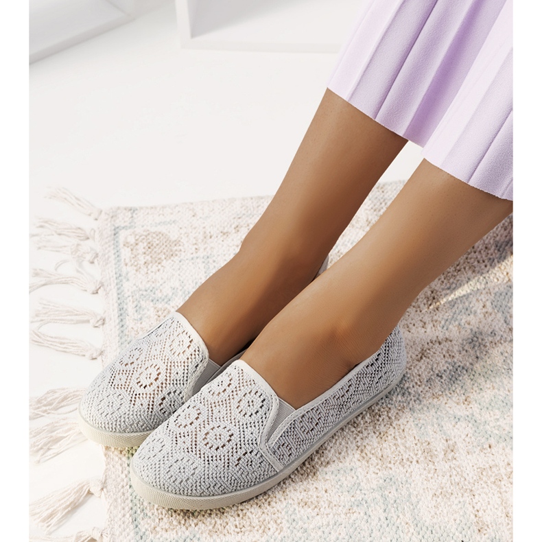 HJ1709 Sneakers slip-on traforate grigie grigio 1