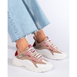 Sneakers Big Star da donna KK274055 beige bianco rosa 1