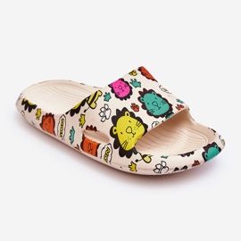 WJ1 Pantofole in schiuma leggera per bambini Motivo leone Beige Esther 1